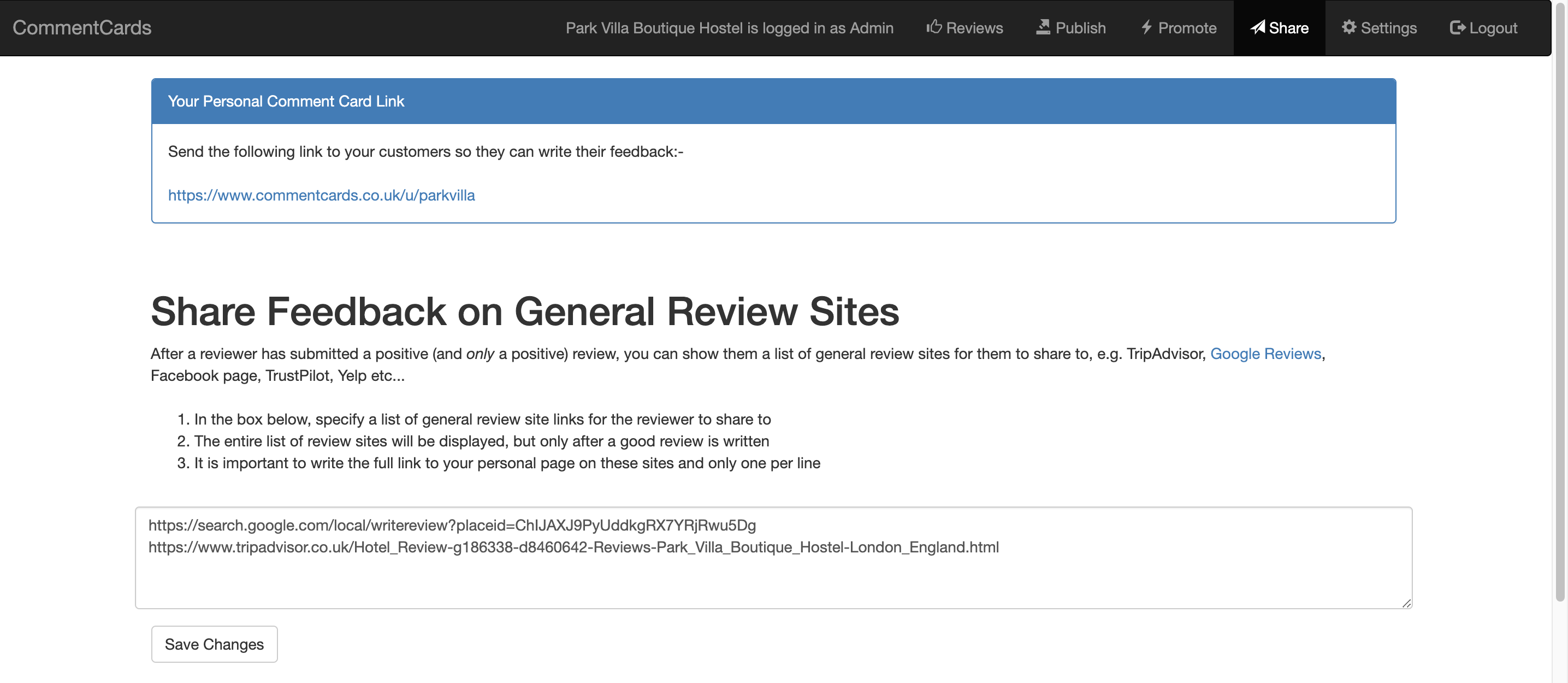 5/9 Encourage posting good feedback to other review sites